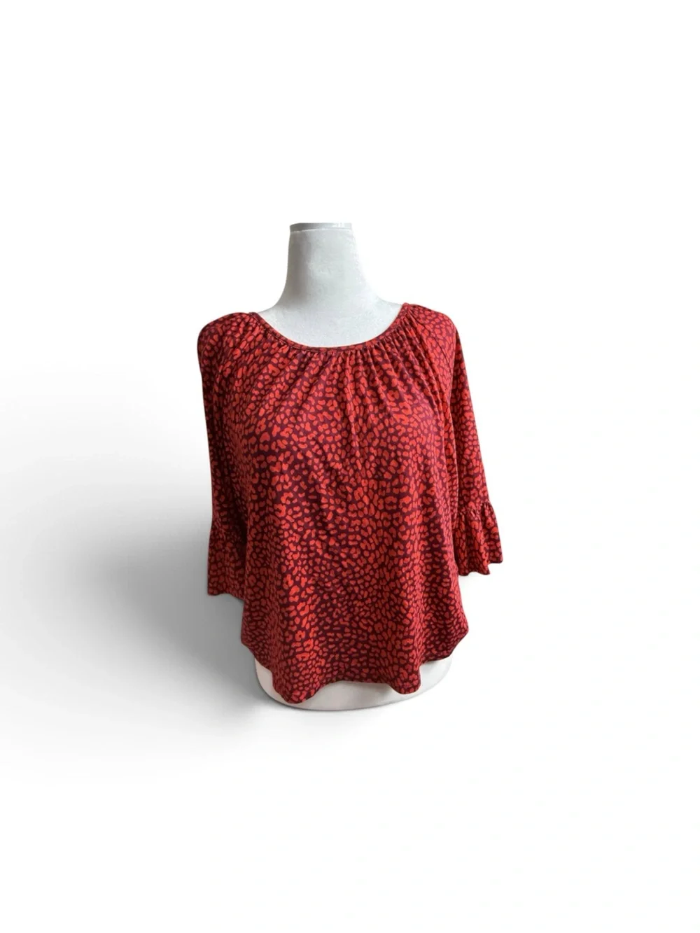 Michael Kors Red Printed Scoop Neck Blouse size medium
